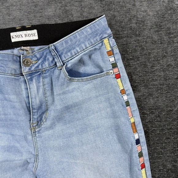 Knox Rose Jeans Womens Size 8 Blue Straight Aztec Embroidered Casual Denim Pants - Picture 11 of 16